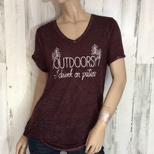 Women’s - Large - Maurice’s Maroon Distressed Tee #F7